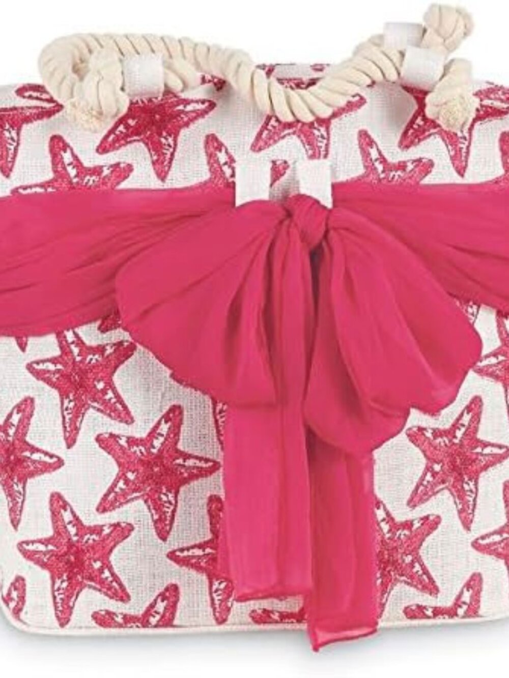 Starfish Print Tote, Pink Star Theme, Rope Handles, Removable Sarong